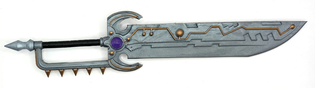 Fist Fighter Giant Mech Battle Sword – Silver w/Metallic Silver & Bronze Accents & Translucent Purple Gems || PRE-ORDER