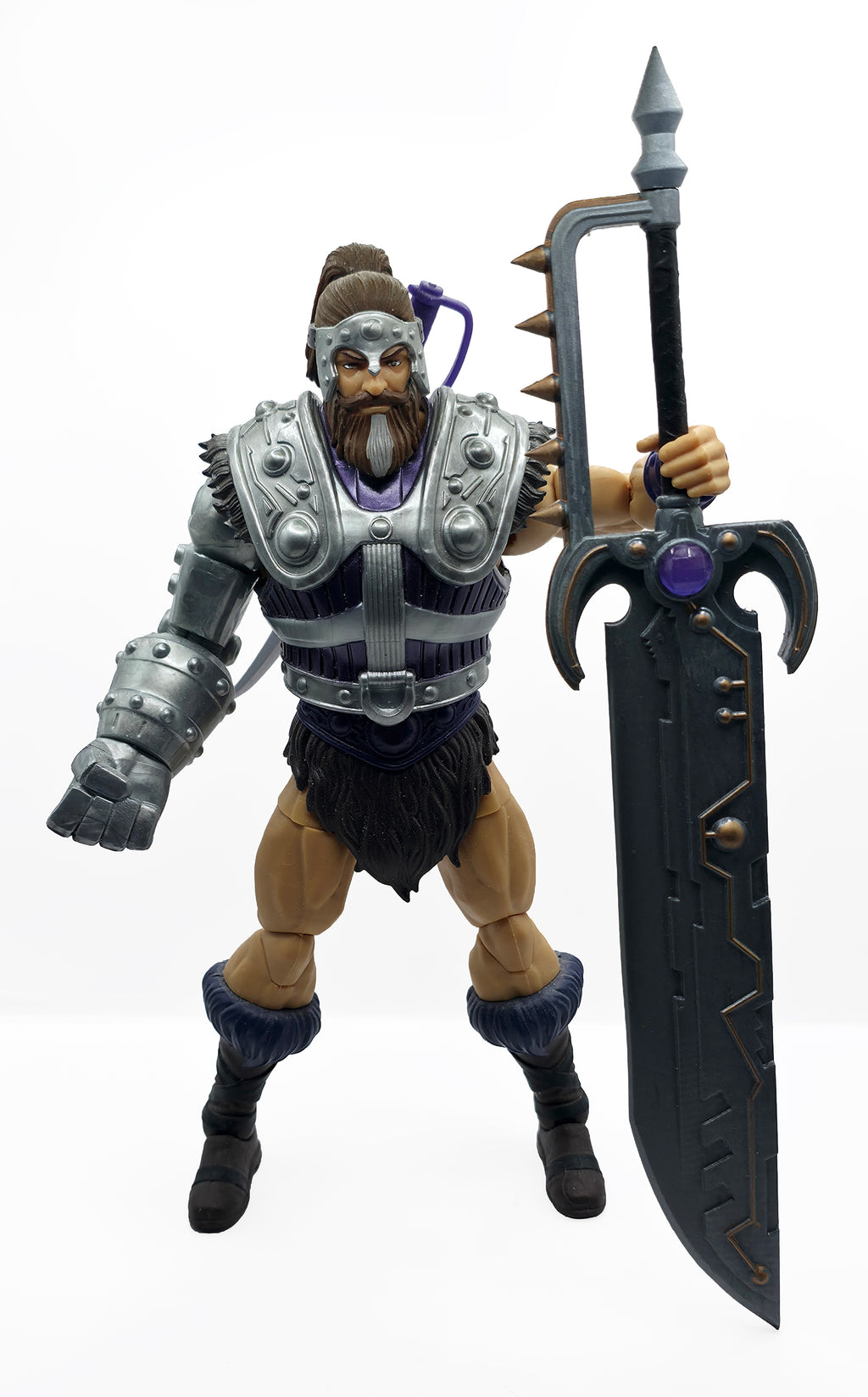 Fist Fighter Giant Mech Battle Sword – Silver w/Metallic Silver & Bronze Accents & Translucent Purple Gems || PRE-ORDER