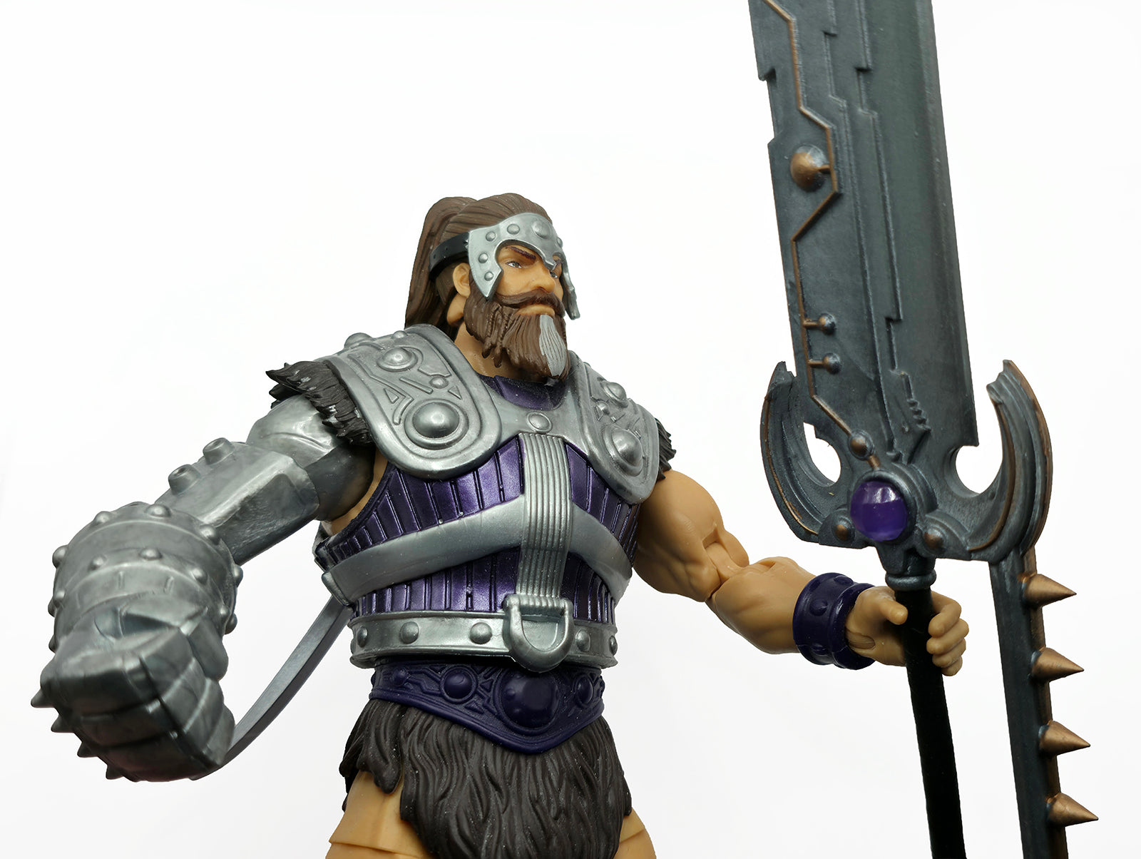 Fist Fighter Giant Mech Battle Sword – Silver w/Metallic Silver & Bronze Accents & Translucent Purple Gems || PRE-ORDER