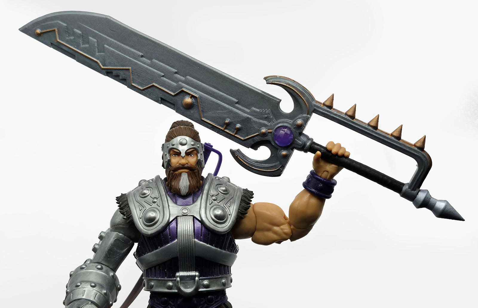 Fist Fighter Giant Mech Battle Sword – Silver w/Metallic Silver & Bronze Accents & Translucent Purple Gems || PRE-ORDER