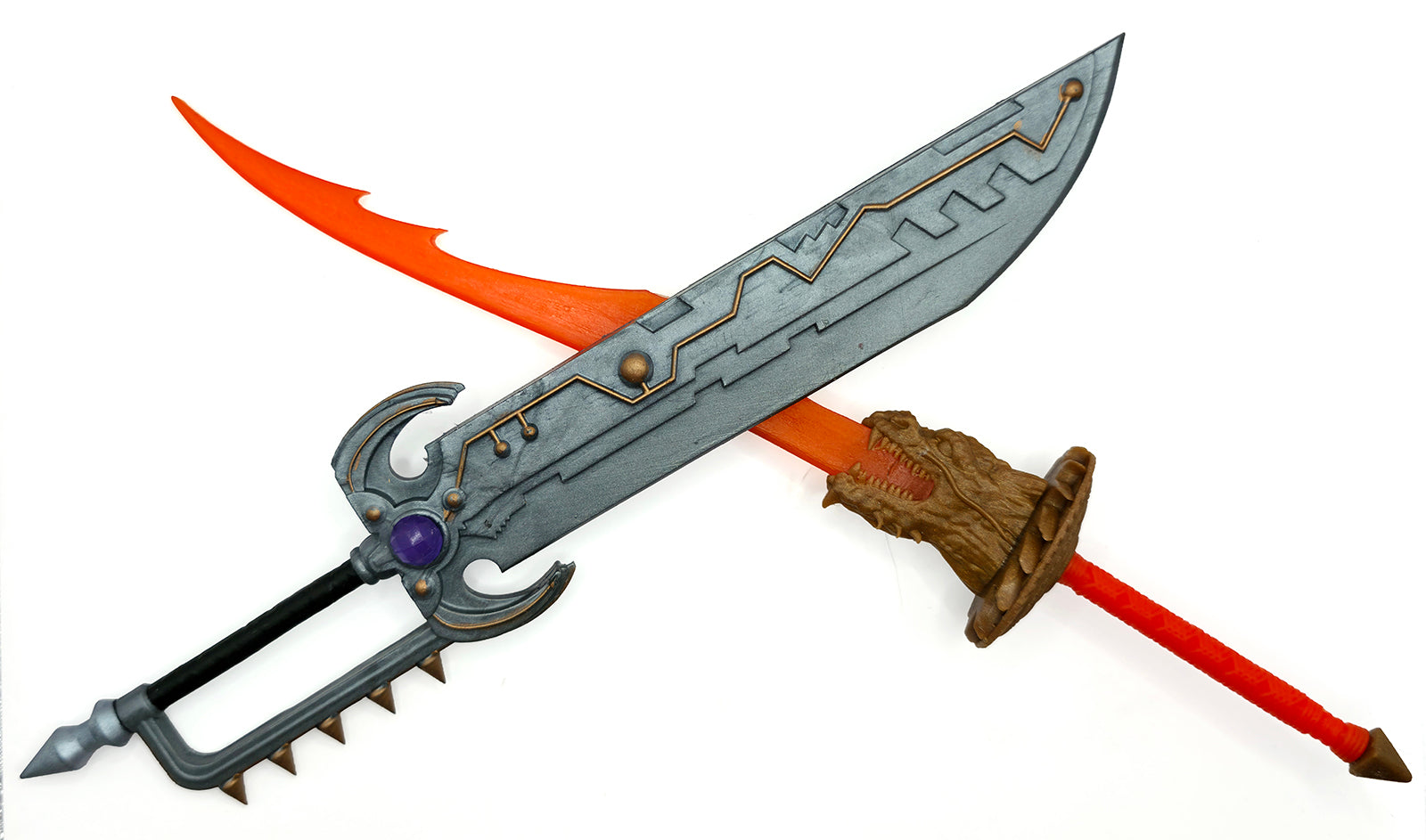 Fist Fighter Giant Mech Battle Sword – Silver w/Metallic Silver & Bronze Accents & Translucent Purple Gems || PRE-ORDER