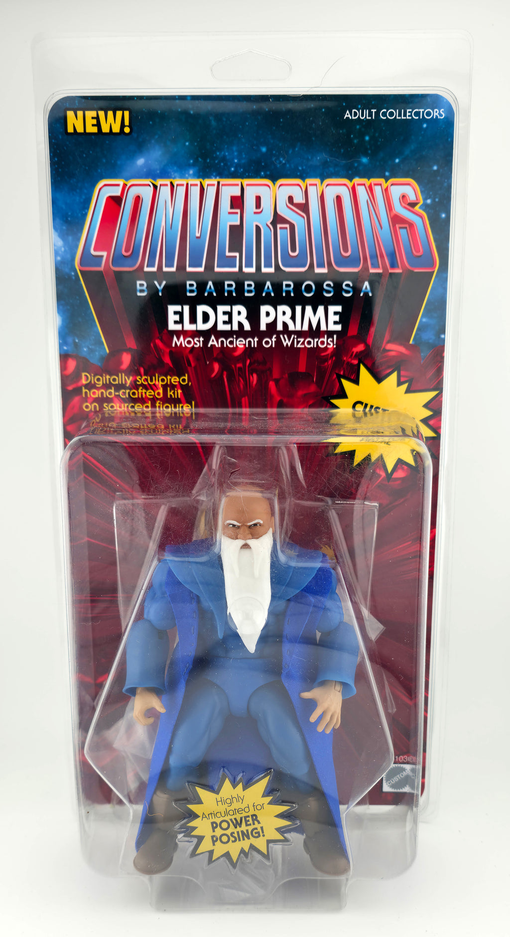 Elder Prime Full Custom Figure in Collector Clamshell w/Cardback Insert || Retro Homage Variant Card 2nd Edition || PRE-ORDER (Copy)
