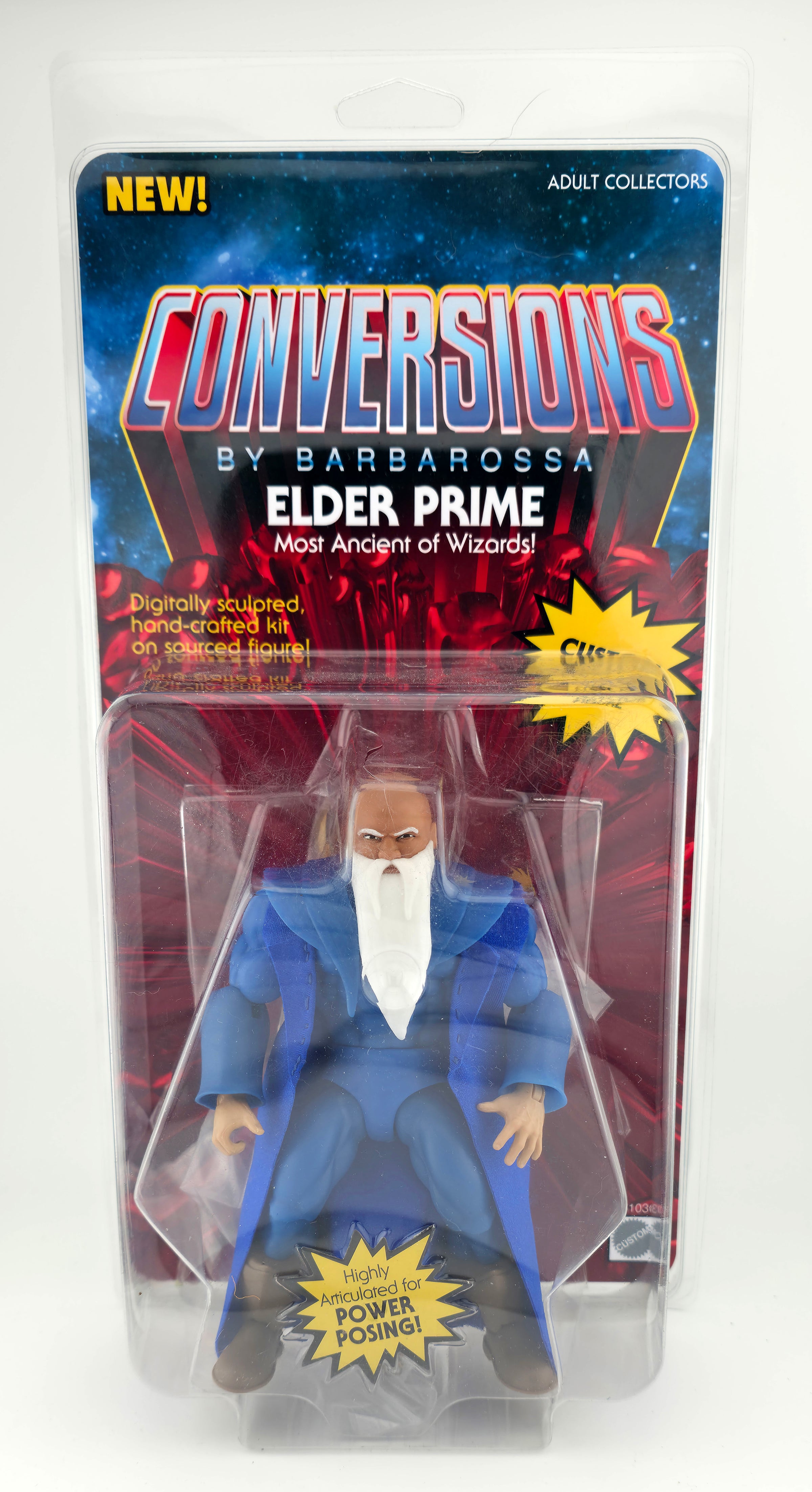 Elder Prime Full Custom Figure in Collector Clamshell w/Cardback Insert || Retro Homage Variant Card 2nd Edition || PRE-ORDER (Copy)