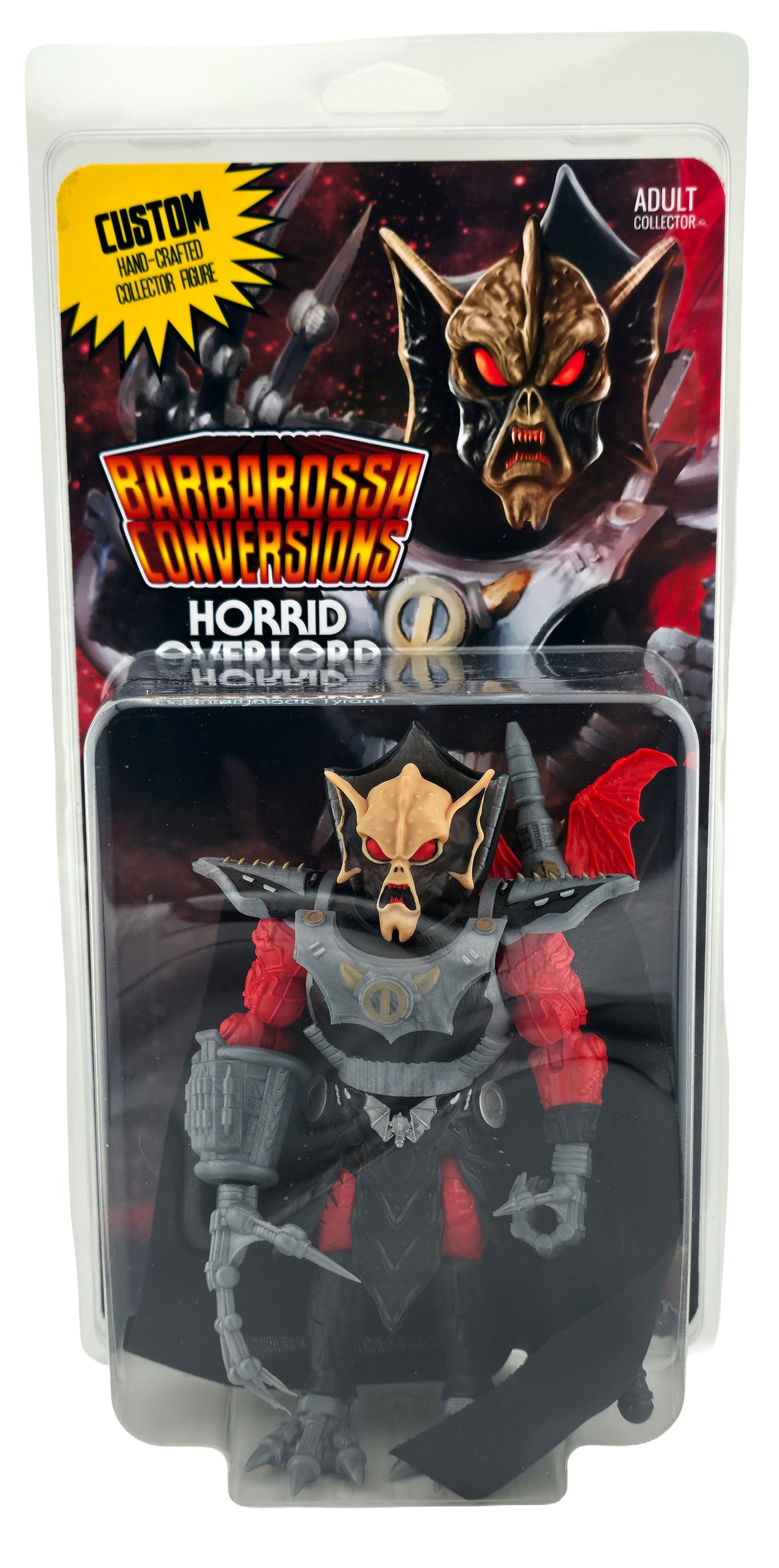 SET OF ALL THREE VARIANTS || Horrid Overlord Full Custom Figures in Collector Clamshell w/Character Art Cardback Insert || Crimson Classic, Vintage Toy, Cartoon White || PRE-ORDER