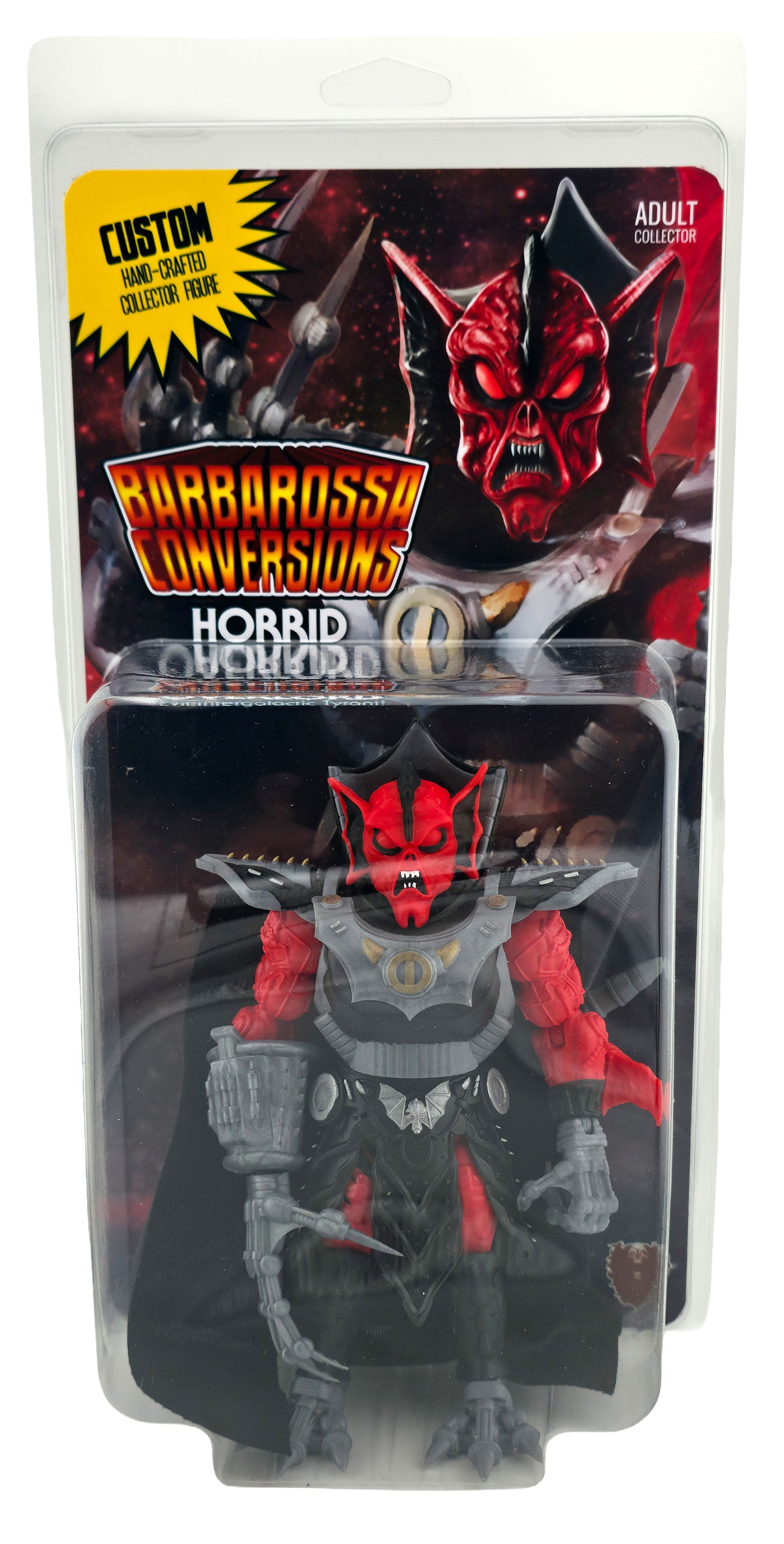 Horrid Overlord Full Custom Figure in Collector Clamshell w/Character Art Cardback || Crimson Classic Variant Head || PRE-ORDER