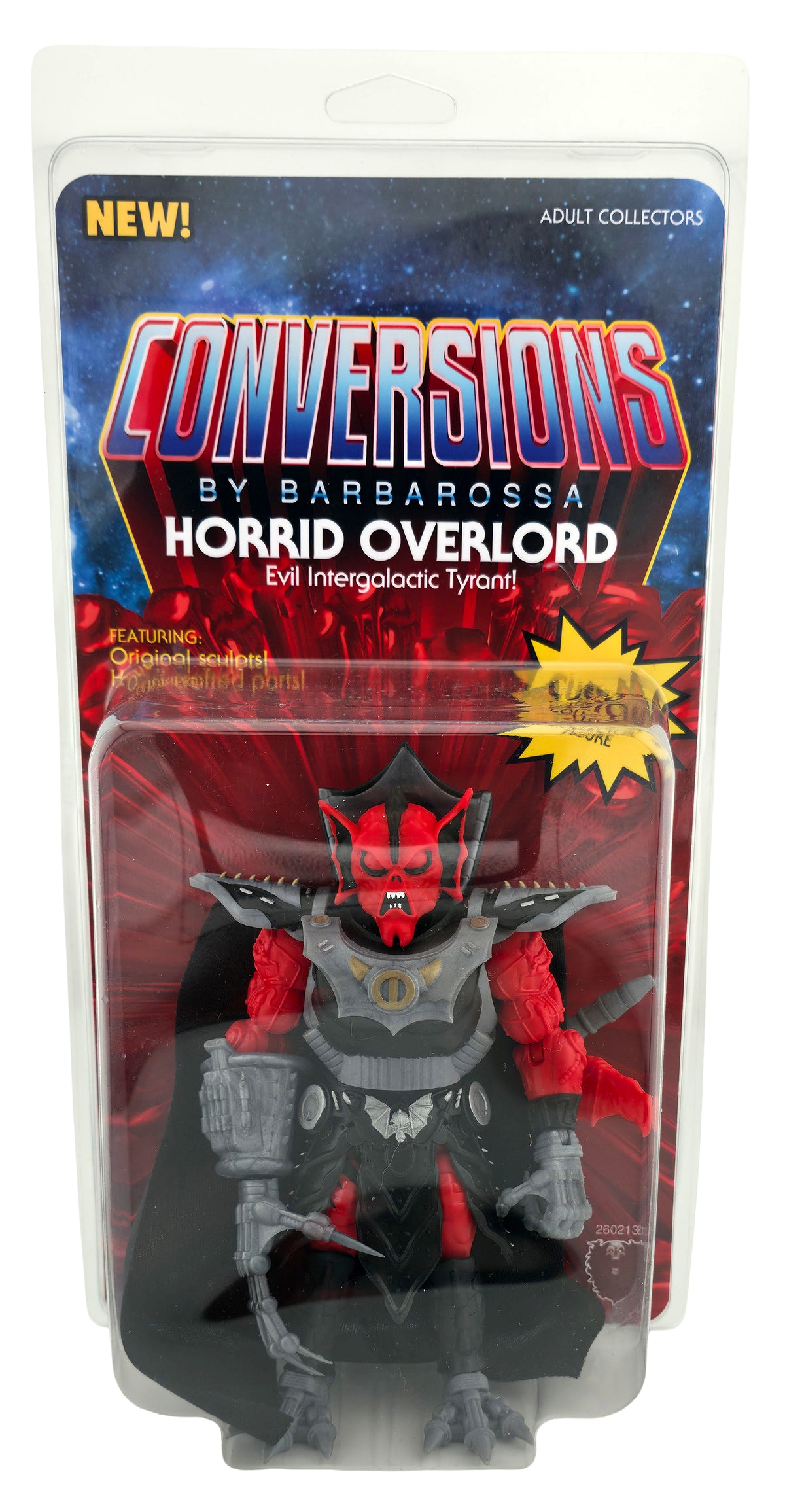 SET OF ALL THREE VARIANTS || Horrid Overlord Full Custom Figures in Collector Clamshell w/Character Homage Cardback Inserts || Crimson Classic, Vintage Toy, Cartoon White || PRE-ORDER