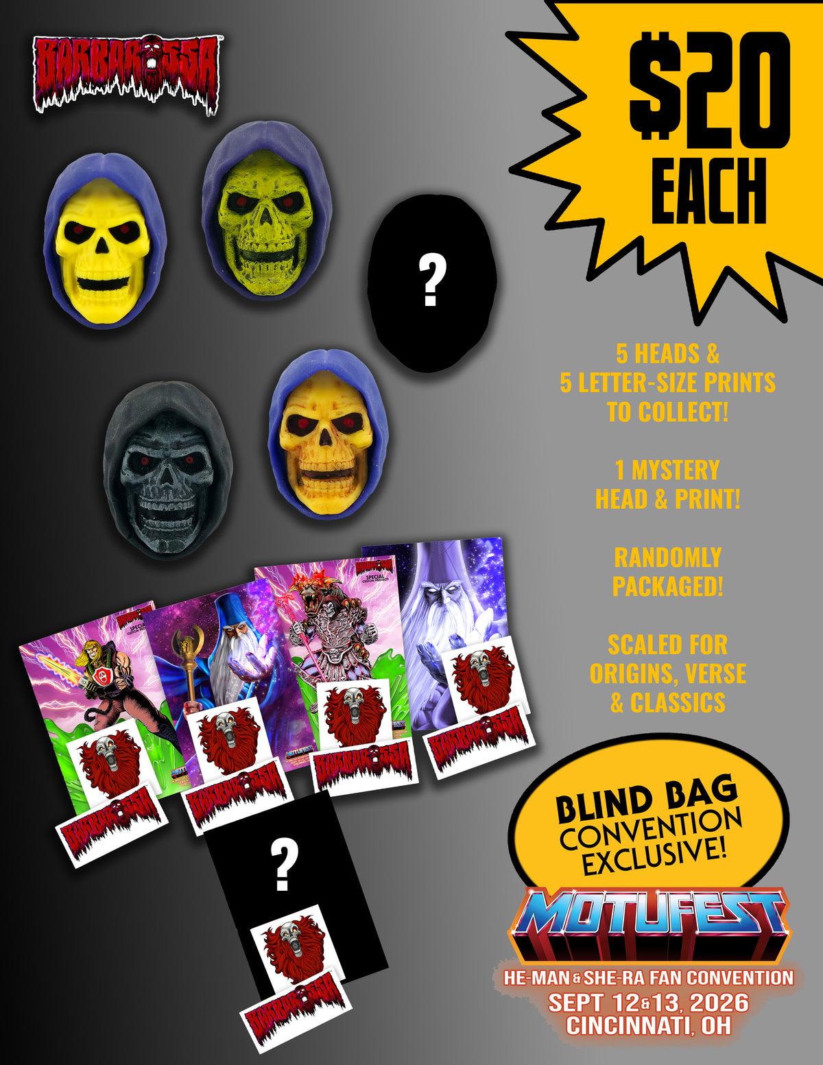 REMAINING CONVENTION STOCK || Barbarossa BLIND BAG - MOTUFest 2026 Convention Pack with ONE of FIVE Skeleton Lord Custom Heads || SHIPS WEEK OF SEP 20