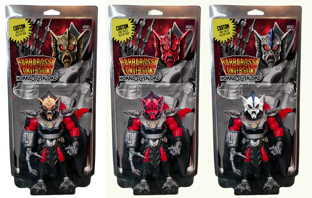 SET OF ALL THREE VARIANTS || Horrid Overlord Full Custom Figures in Collector Clamshell w/Cardback Insert || Crimson Classic, Vintage Toy, Cartoon White || PRE-ORDER