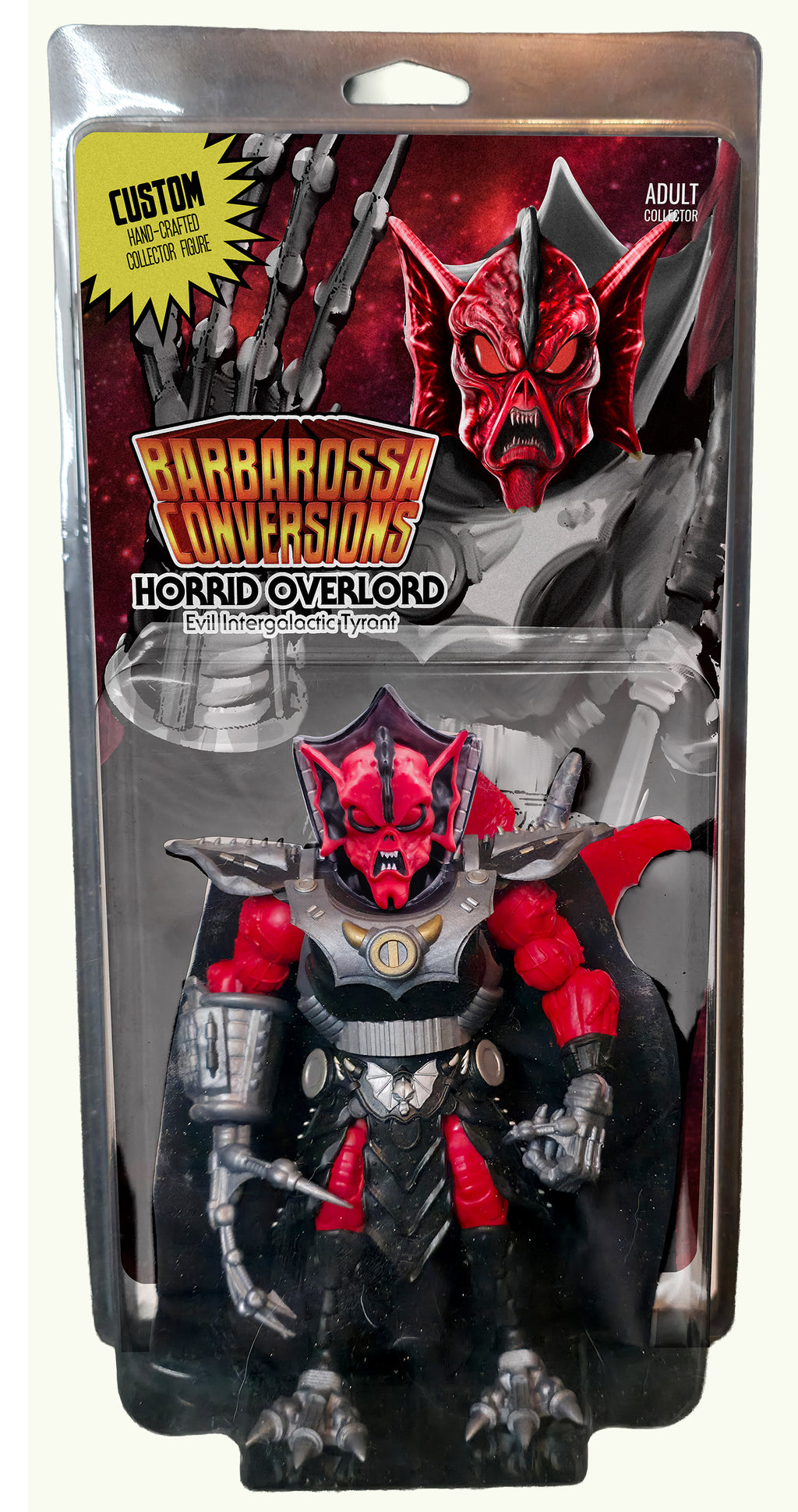 Horrid Overlord Full Custom Figure in Collector Clamshell w/Cardback Insert || Crimson Classic Variant Head || PRE-ORDER