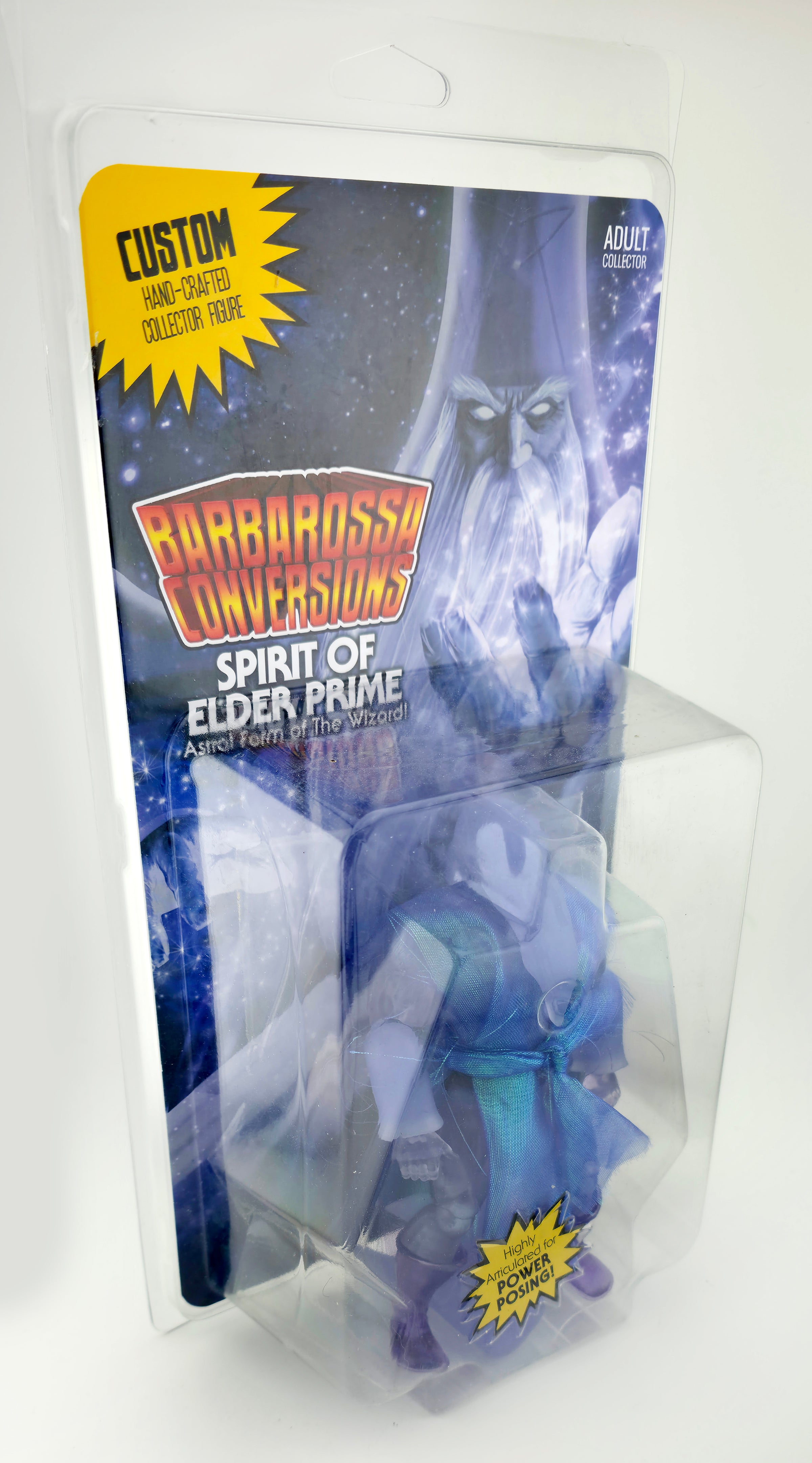 SET OF ALL THREE VARIANTS || Elder Prime Full Custom Figure in Collector Clamshells w/Cardback Inserts || Portrait Art, Retro Homage and Spirit of Elder Prime || PRE-ORDER